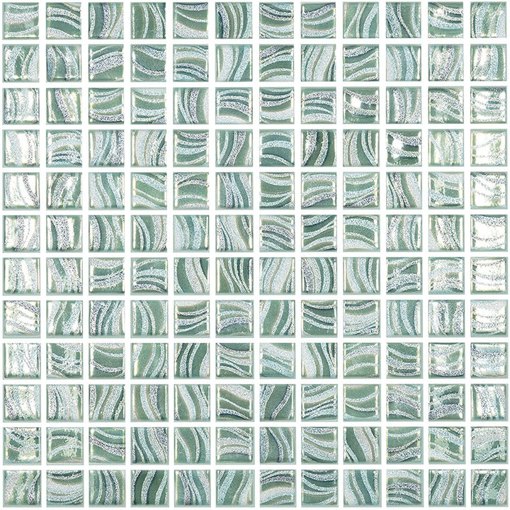 Glitter Jade, 1" x 1" Glass Tile | Mosaic Pool Tile by Vidrepur