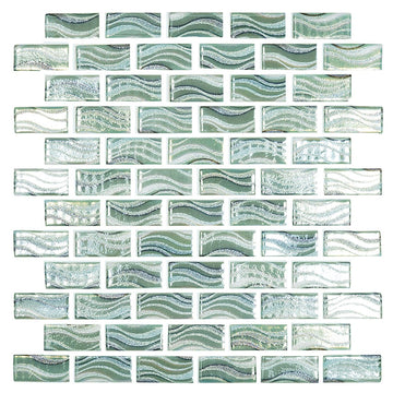 Glitter Jade, 1" x 2" Glass Tile | Mosaic Pool Tile by Vidrepur