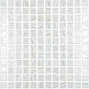 Glitter White, 1" x 1" Glass Tile | Mosaic Pool Tile by Vidrepur