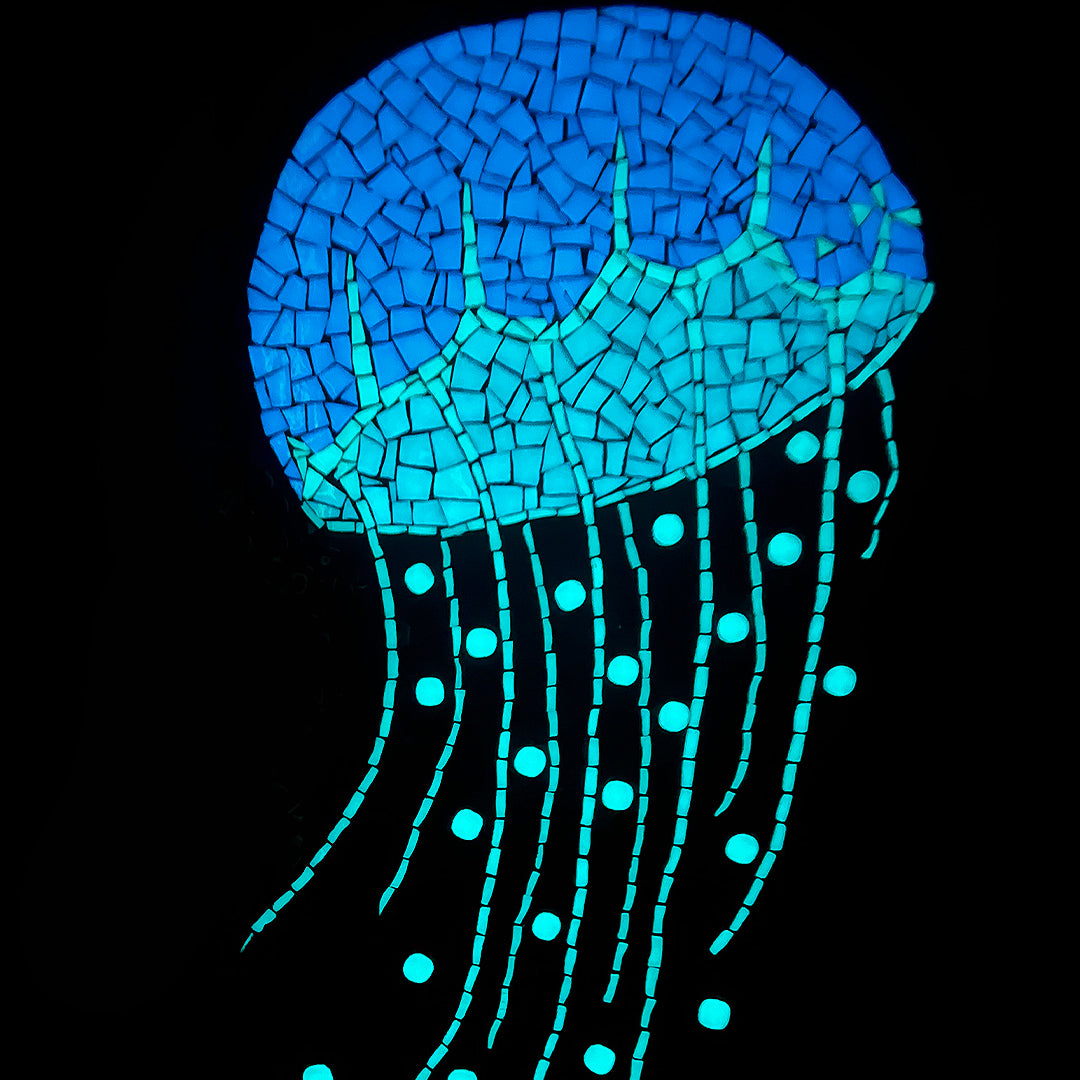 Glow in the dark jellyfish mosaic tile