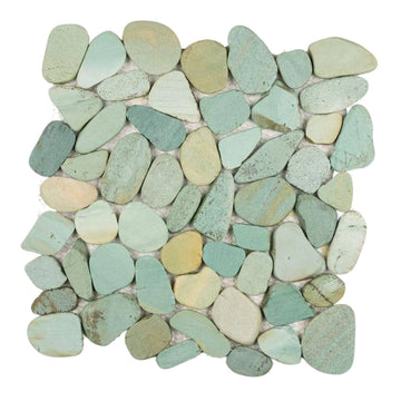 Green - Pebble Tile | Shaved Pebbles Series | Natural Stone Mosaics