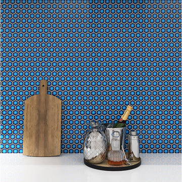 Hex Crystal Blue, Hexagon Porcelain Tile | Fujiwa Pool Tile