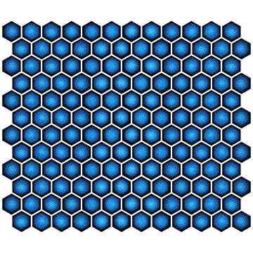Hex Crystal Blue, Hexagon Mosaic - Porcelain Tile