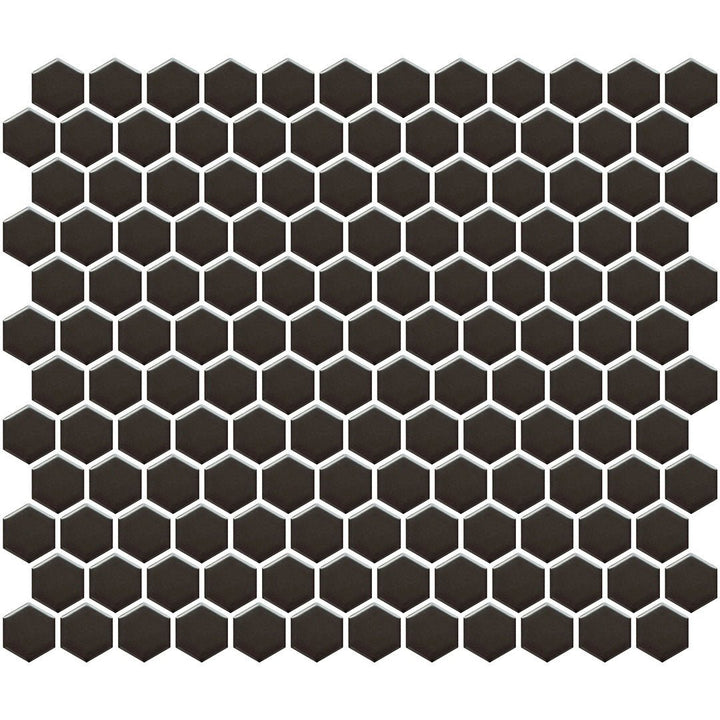 Matte Black, Hexagon Porcelain Tile | Fujiwa Pool Tile