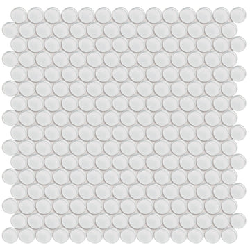 Ice, Penny Round Mosaic | ANAELEMPNRDICE | Aquatica Glass Tile
