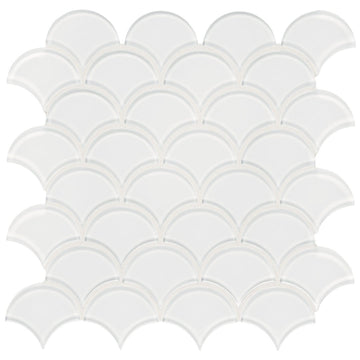 Ice, Scallop Glass Tile | Tesoro Backsplash & Wall Tile