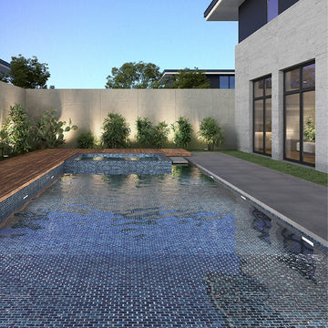 Level Blue, 1" x 2" Glass Tile | Mosaic Pool Tile by Vidrepur