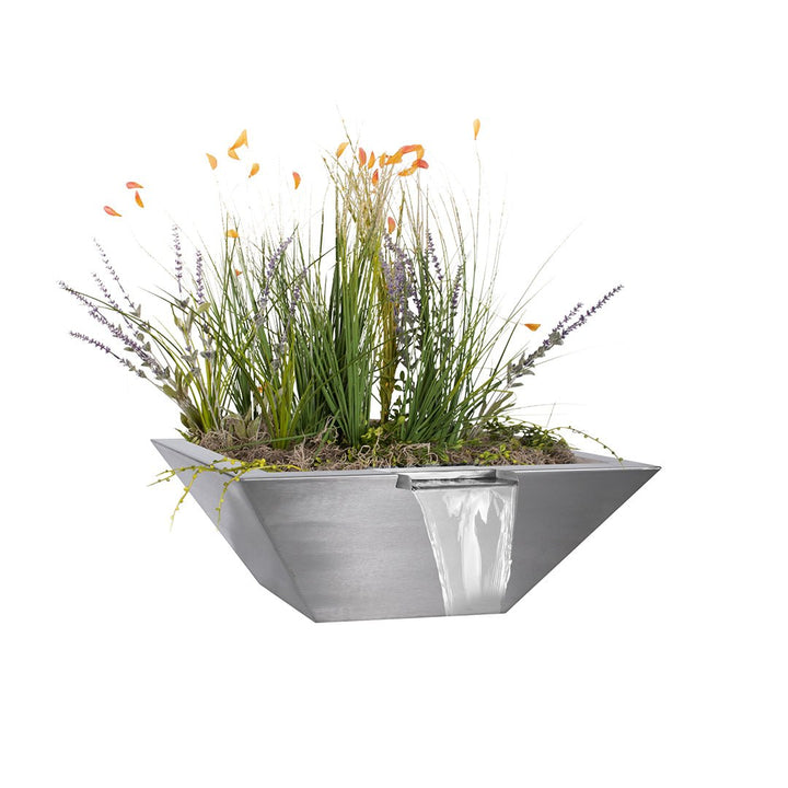 Maya Square Planter & Water Bowl, Stainless Steel | Pool Water Feature