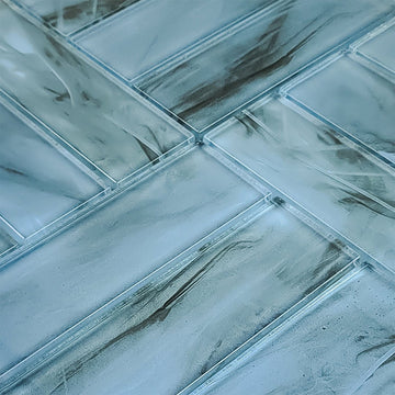 Metro Blue, 2" x 6" Glass Tile | Pool Waterline Tile