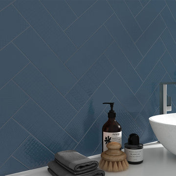 Navy 3D Mix, 4" x 12" Ceramic Tile | Kitchen Backsplash Tile by MSI