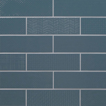 Navy 3D Mix, 4" x 12" Ceramic Tile | Kitchen Backsplash Tile by MSI