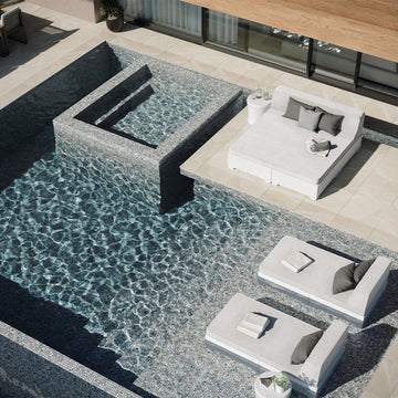 Oasis Gray, 1.5" x 1.5" + 1" x 1" Glass Tile | Pool, Spa, & Kitchen Tile