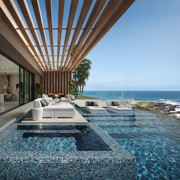 Oasis Royal, 1.5" x 1.5" + 1" x 1" Glass Tile | Pool, Spa, & Kitchen Tile