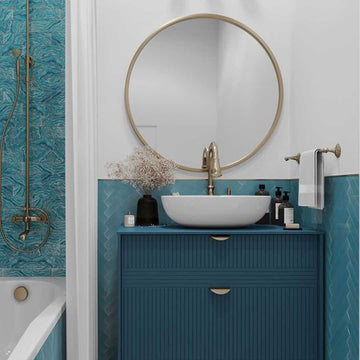Ocean Sparkle Turquoise, 2" x 12" Glass Tile | Anthology Wall Tile