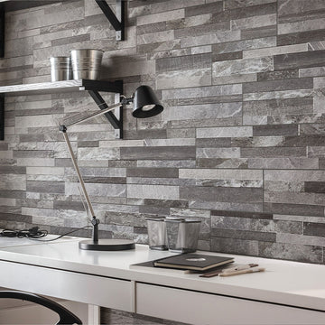 Palisade Grey, 6" x 24" Porcelain Stacked Ledger Tile | NPALGRE6X24