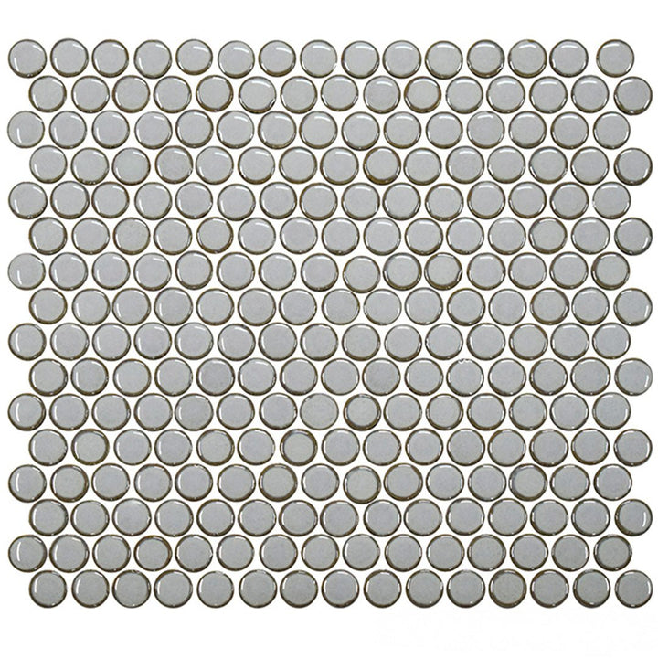 Pewter Grey, Penny Round Mosaic | Porcelain Tile by Fujiwa