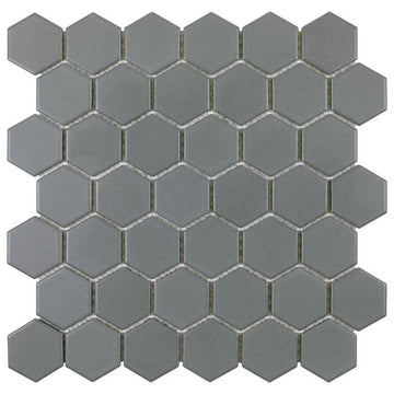 Porcelart Grey Matte, Hexagon Porcelain Tile | Anthology