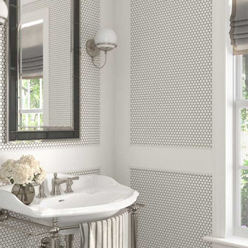 Porcelart Taupe Matte, Penny Round | Porcelain Tile Anthology