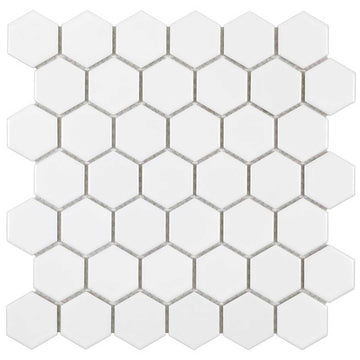 Porcelart White Matte, Hexagon Porcelain Tile | Anthology
