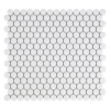 Porcelart White Matte, Penny Round | Porcelain Tile Anthology