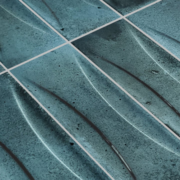 Prussian Blue Relief, 3" x 12" Porcelain Tile | Artistry in Mosaics