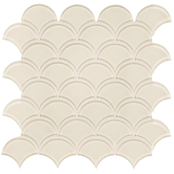 Sand, Scallop Glass Tile | Tesoro Backsplash & Wall Tile