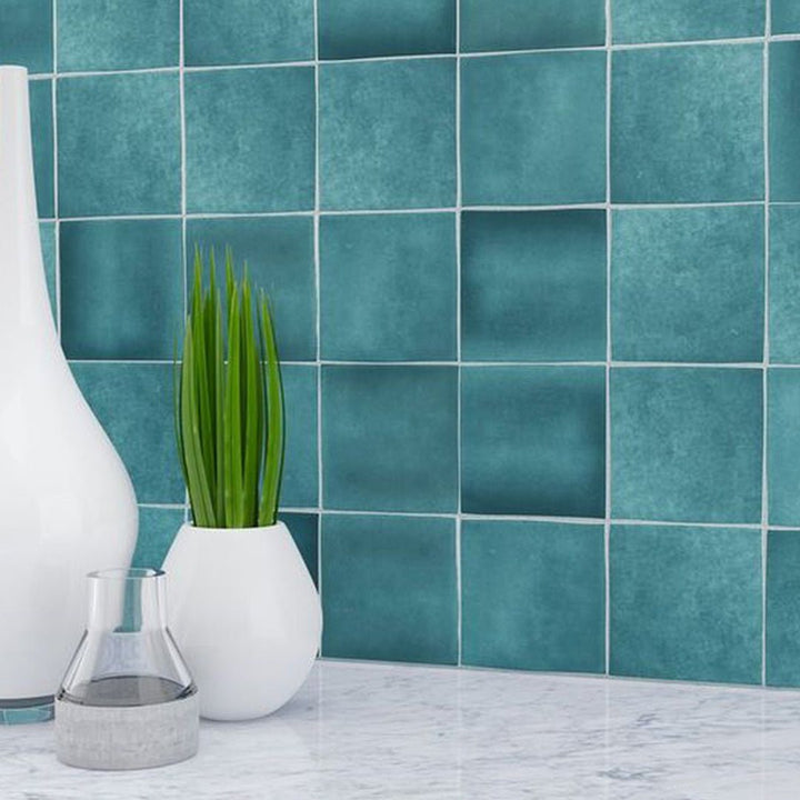 Seaside Zellige, 4" x 4" Ceramic Tile | Kitchen Backsplash Tile