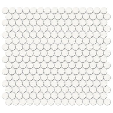 Soho Canvas White Glossy, Penny Round | Ceramic Kitchen & Bath Tile