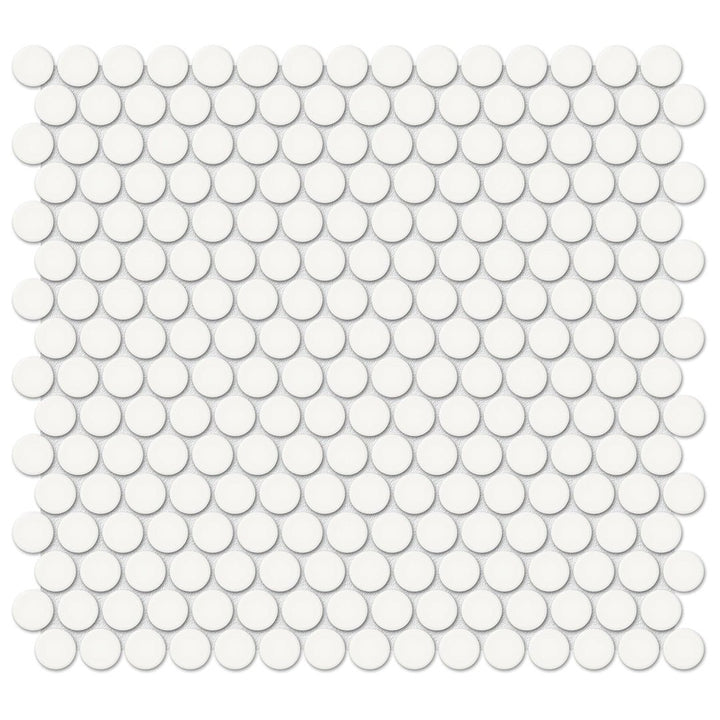 Soho Canvas White Glossy, Penny Round | Ceramic Kitchen & Bath Tile