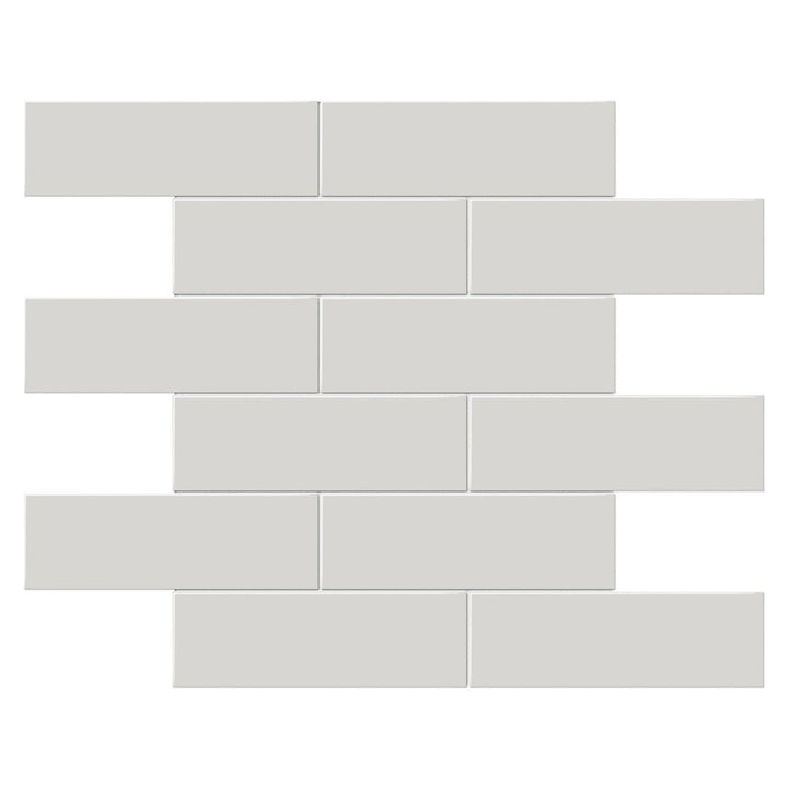 Soho Halo Gray Glossy Brick, 2" x 6" - Ceramic Tile for Kitchen Backsplashes