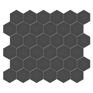 Soho Retro Black, 2" Hexagon | Ceramic Tile for Backsplashes & Floors