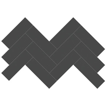 Soho Retro Black Glossy, 2" x 6" Herringbone Ceramic Tile