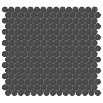 Soho Retro Black Glossy, Penny Round | Ceramic Kitchen & Bathroom Tile