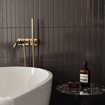 Soho Retro Black Matte 2" x 12" Ceramic Tile for Kitchens, Bathrooms, & Walls