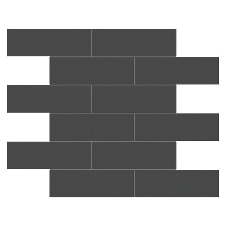 Soho Retro Black Matte Brick, 2" x 6" - Ceramic Tile for Kitchen Backsplashes