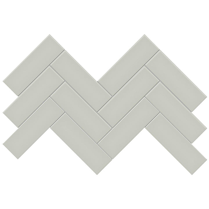 Soho Soft Sage Glossy, 2" x 6" Herringbone Ceramic Tile