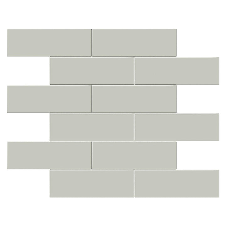 Soho Soft Sage Glossy Brick, 2" x 6" - Ceramic Tile for Kitchen Backsplashes