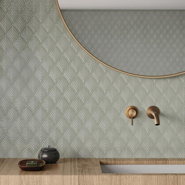 Soho Soft Sage, Scallop | Ceramic Bathroom & Kitchen Tile