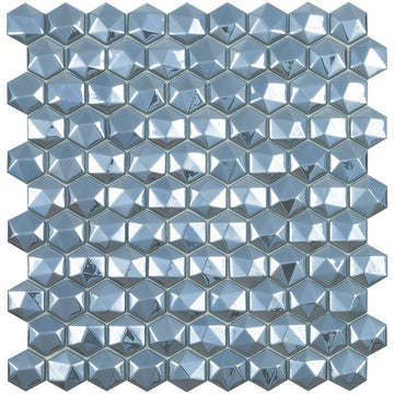 Steel Grey 3D, Hexagon Glass Tile | Mosaic Tile by Vidrepur