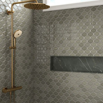 Structure Plains, Diamond Mosaic | Anthology Ceramic Backsplash Tile
