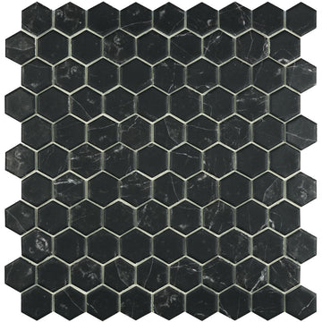 Supreme Marquina, Hexagon Glass Tile | Mosaic Tile by Vidrepur