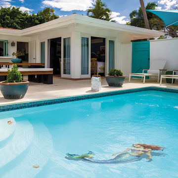 Swimming Mermaid w/ Shadow | Pool Mosaic by Custom Mosaics