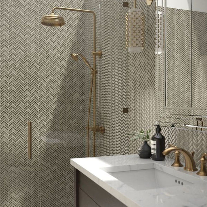 Tilt Plains, Herringbone | Anthology Ceramic Backsplash Tile