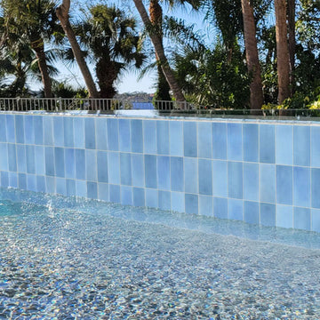 Tumbled Blue, 3"x 6" Glass Tile | Subway Tile for Pools & Backsplashes