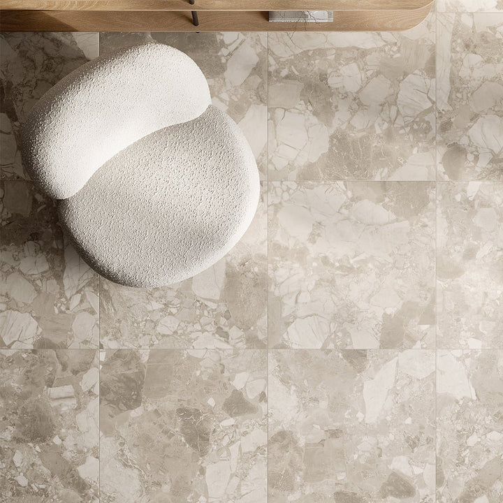 Venice Cream, 24" x 24" Porcelain Tile | Terrazzo-Look Floor Tile