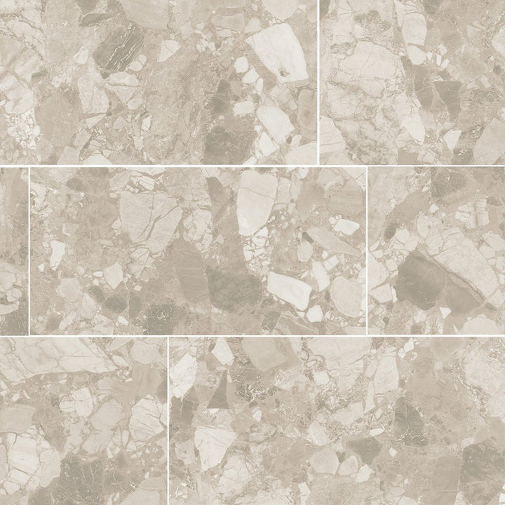 Venice Cream, 24" x 48" Porcelain Tile | Terrazzo-Look Floor Tile