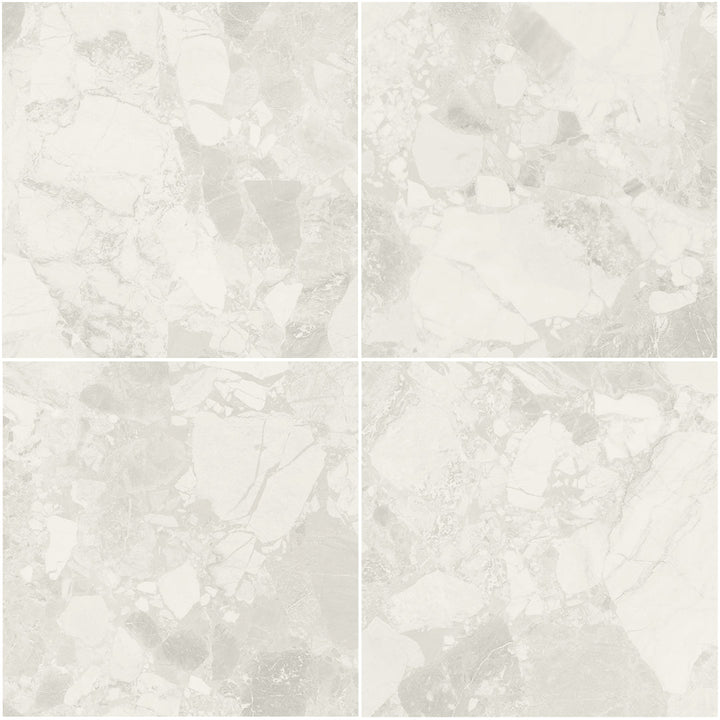 Venice White, 24" x 24" Porcelain Tile | Terrazzo-Look Floor Tile