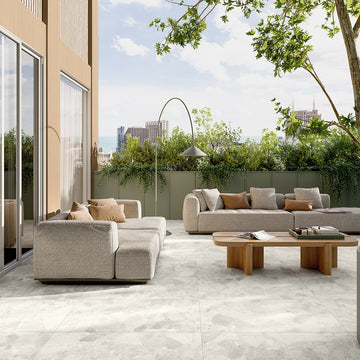 Venice White, 24" x 48" 2CM Porcelain Paver | Terrazzo-Look Pavers