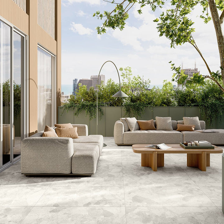 Venice White, 24" x 48" 2CM Porcelain Paver | Terrazzo-Look Pavers