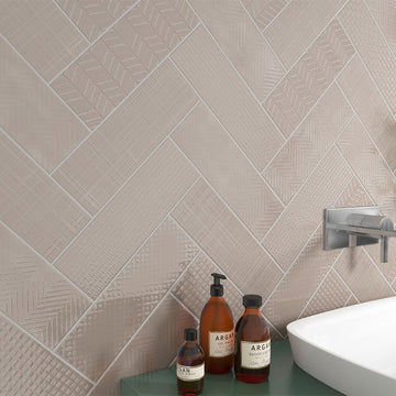 Warm Concrete 3D Mix, 4" x 12" Ceramic Tile | Kitchen and Wall Tile